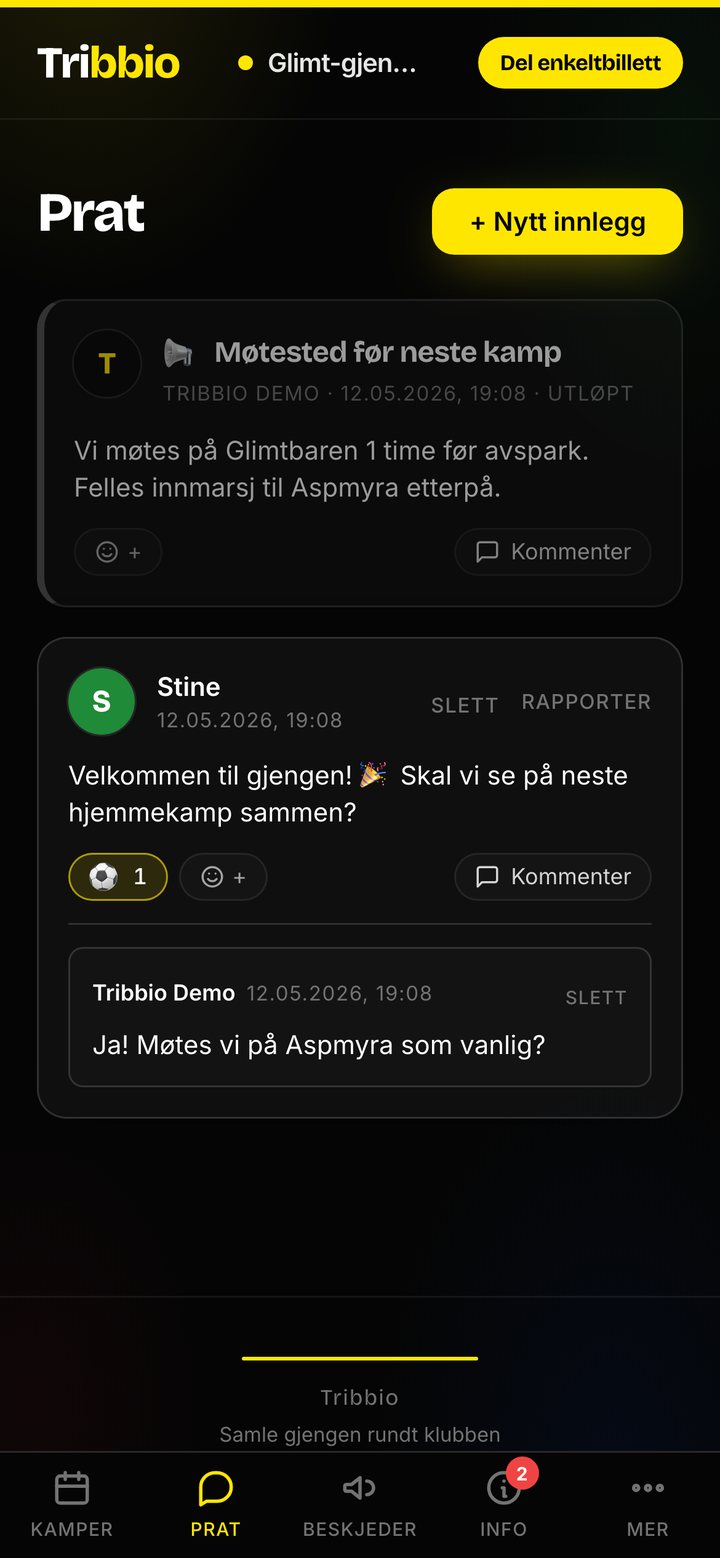 Skjermbilde fra Tribbio: prat i gjengen